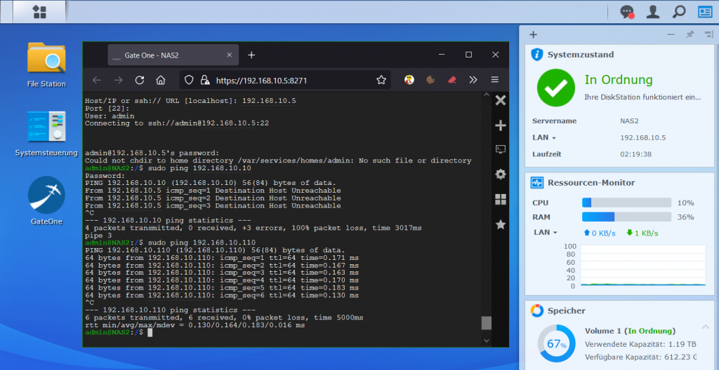 Synology DSM with SSH Terminal by GateOne