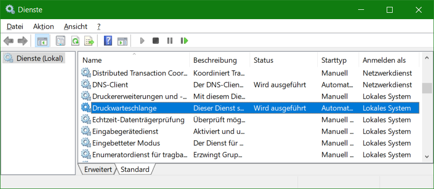 Druckaufträge bleiben in Windows Print Spooler