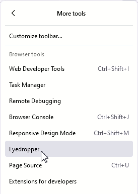 Firefox - More tools - Eyedropper