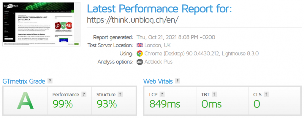 GTmetrix Performance Report