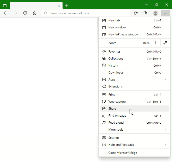 Share Edge Browser Link via Email
