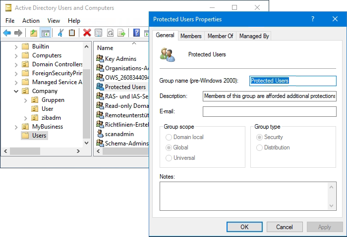 Active Directory Konten mit Protected Users schützen