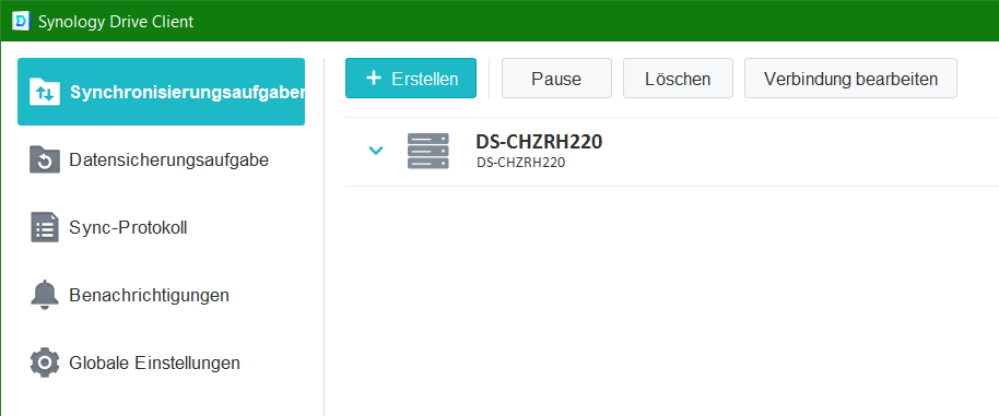 Synology Drive Client Main Menu
