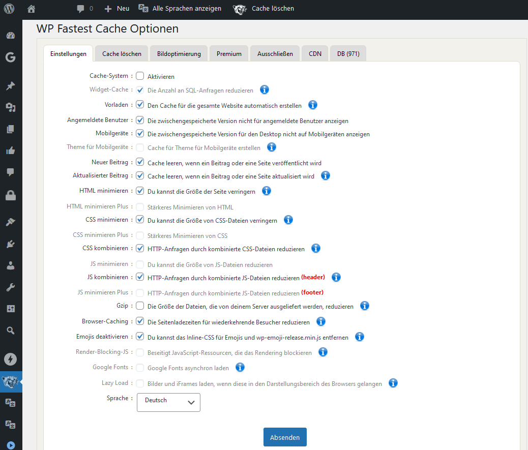 Leistung von Website, Webserver und Apache Cache verbessern mit WordPress Plugin
