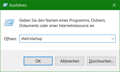 Windows Autostart, Ausführen shell:startup