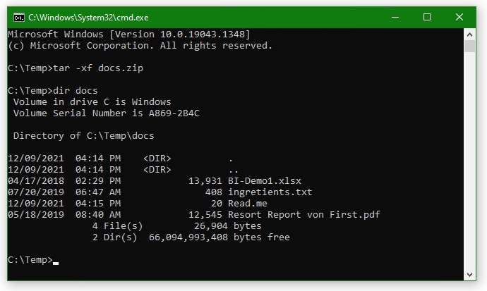 TAR and Curl in Windows for Linux user