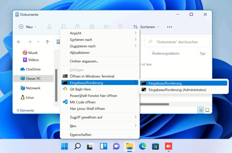 Open Command Prompt from selected folder on Windows 11