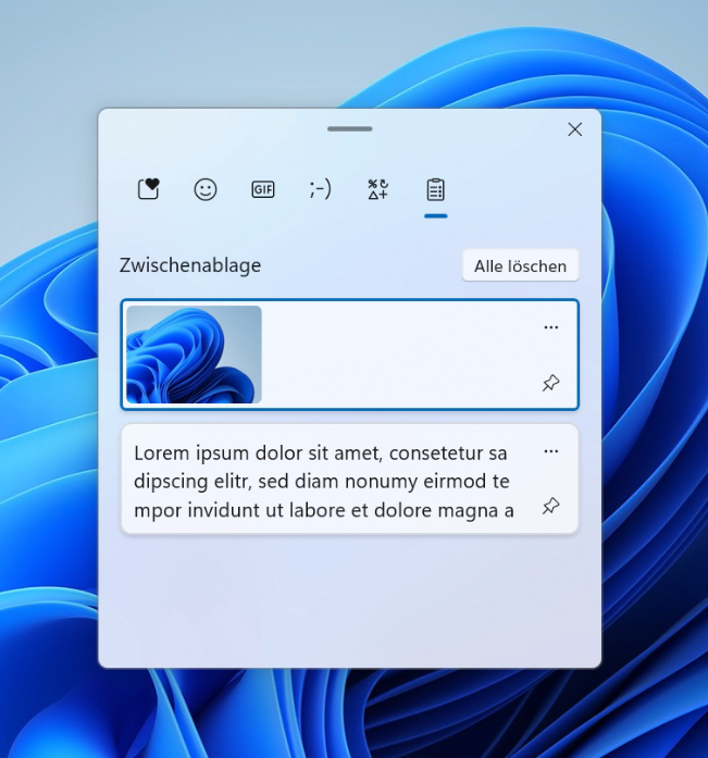 Element aus Zwischenablageverlauf einfügen