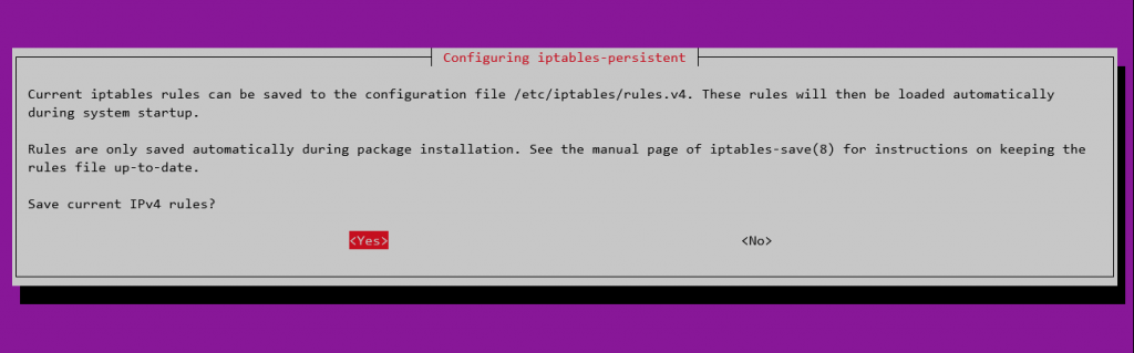 Install iptables-persistent