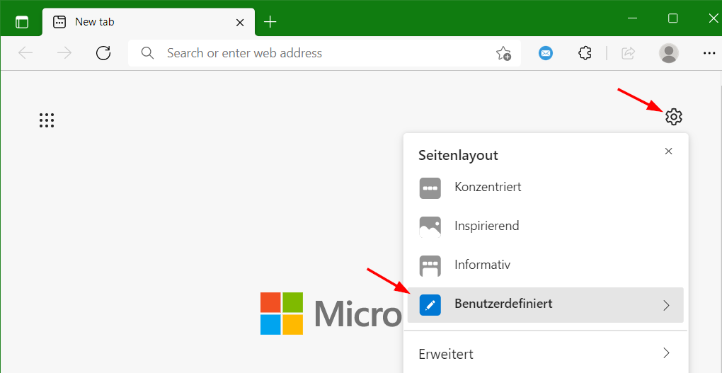 News-Seite in Edge Tabs ausblenden