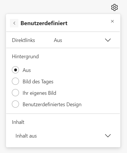 News-Seite in Edge Tabs ausblenden in den Seiteneinstellungen