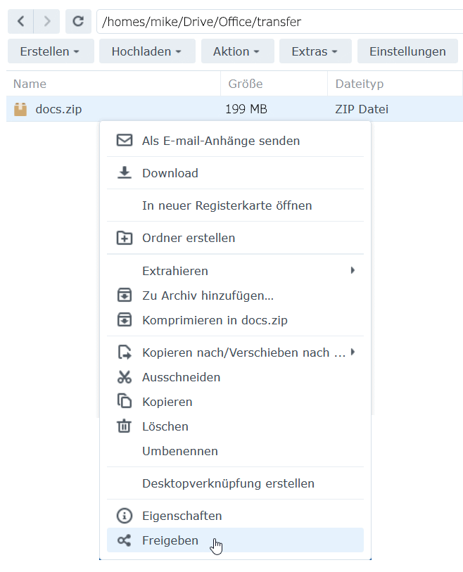 File Station Freigaben