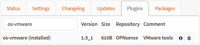 OPNsense VMware Tools Installation, unter System - Firmware - Plugins