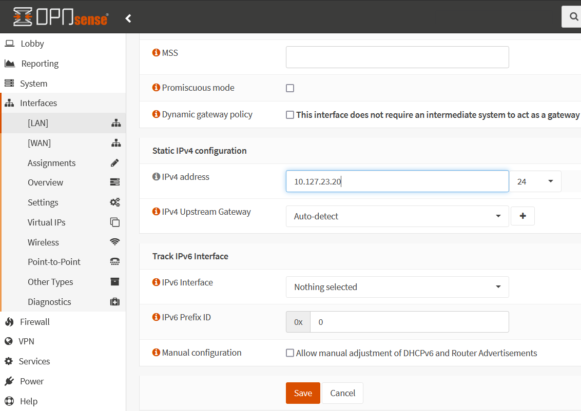 OPNsense Interfaces LAN