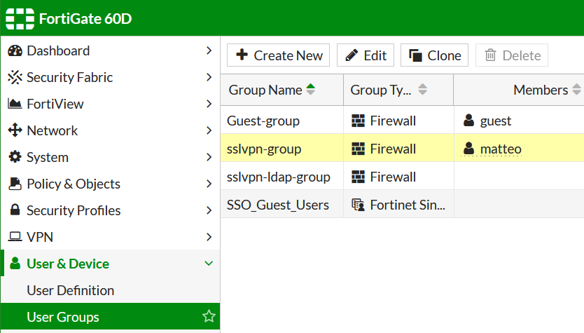 Add the user to the SSLVPN group assigned in the SSL VPN settings.