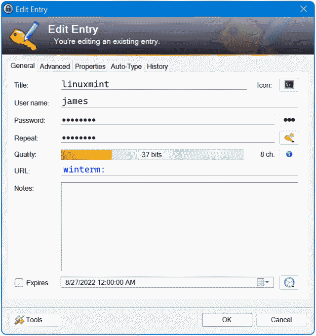 in KeePass neuer Eintrag erstellen
