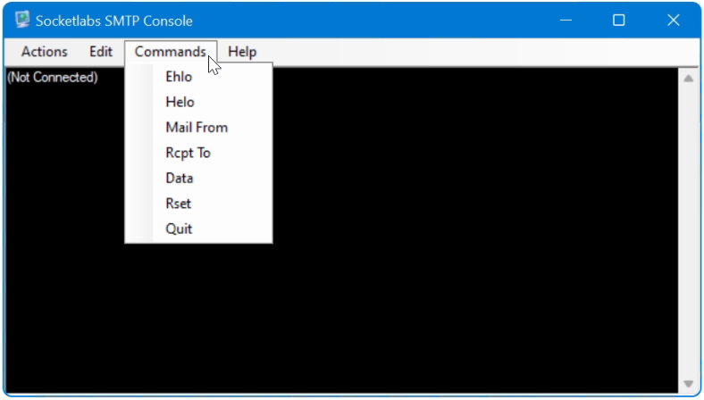 SMTP Test und Diagnose Tool, SMTP-Console Commands