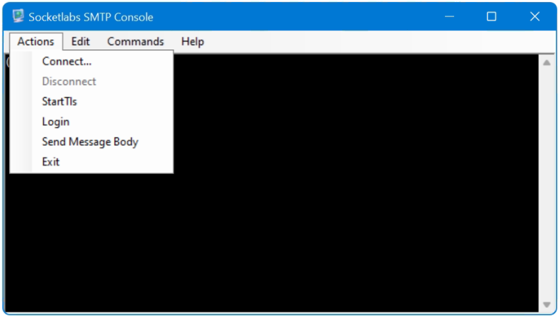 SMTP Test und Diagnose Tool, SMTP-Console Connect to Server