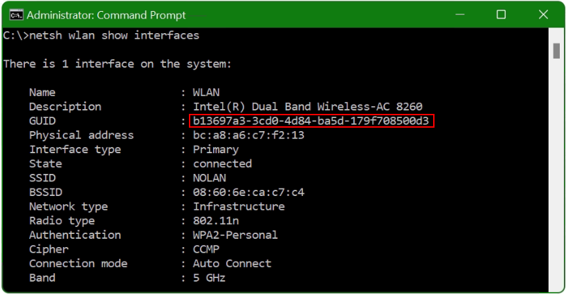 netsh wlan show interfaces