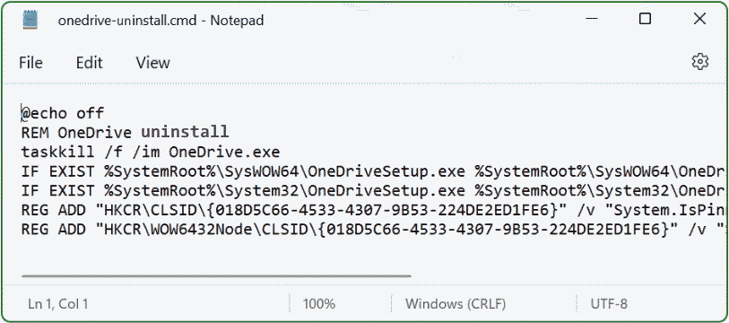 Uninstall OneDrive to completely removing from Windows