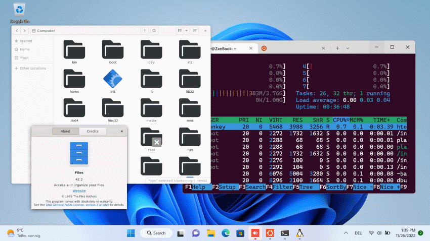 Linux Nautilus in Windows 11