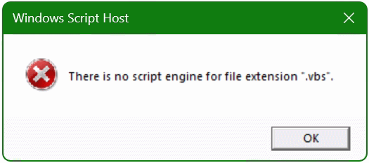 There is no script engine for file extension vbs, Fix REG ADD VBS