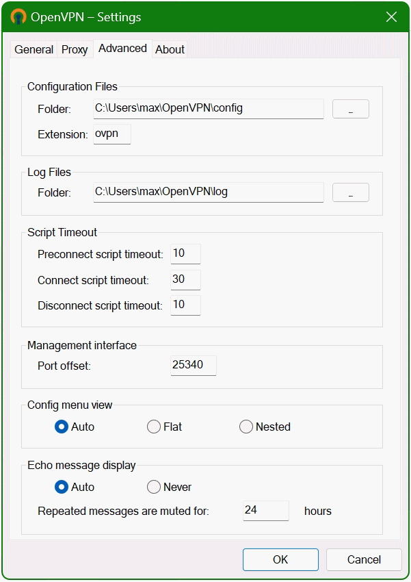 OpenVPN Settings Advanced