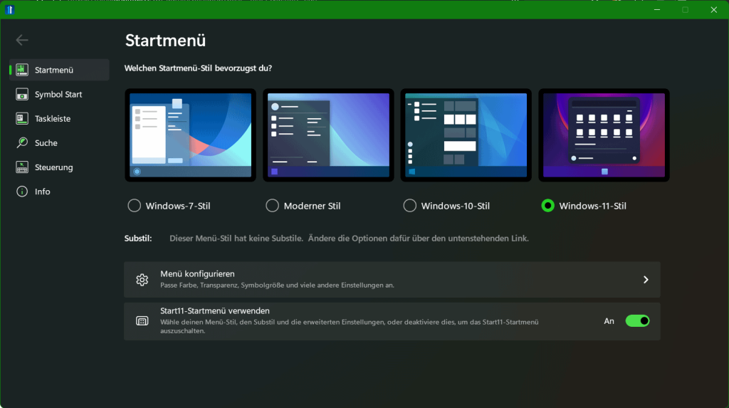 Startmenu und Taskleiste in Windows 11 mit Start11 anpassen