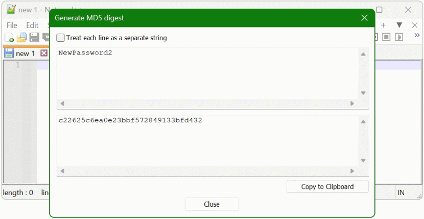 MD5 Hash Generator Notepad++