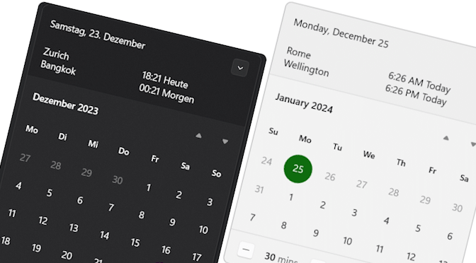 Uhr mit Sekundenanzeige in Windows 11