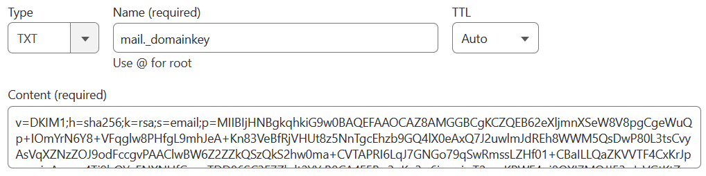 Publish the Public DKIM to DNS