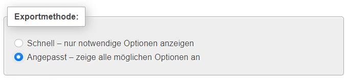 phpMyAdmin Exportmethode