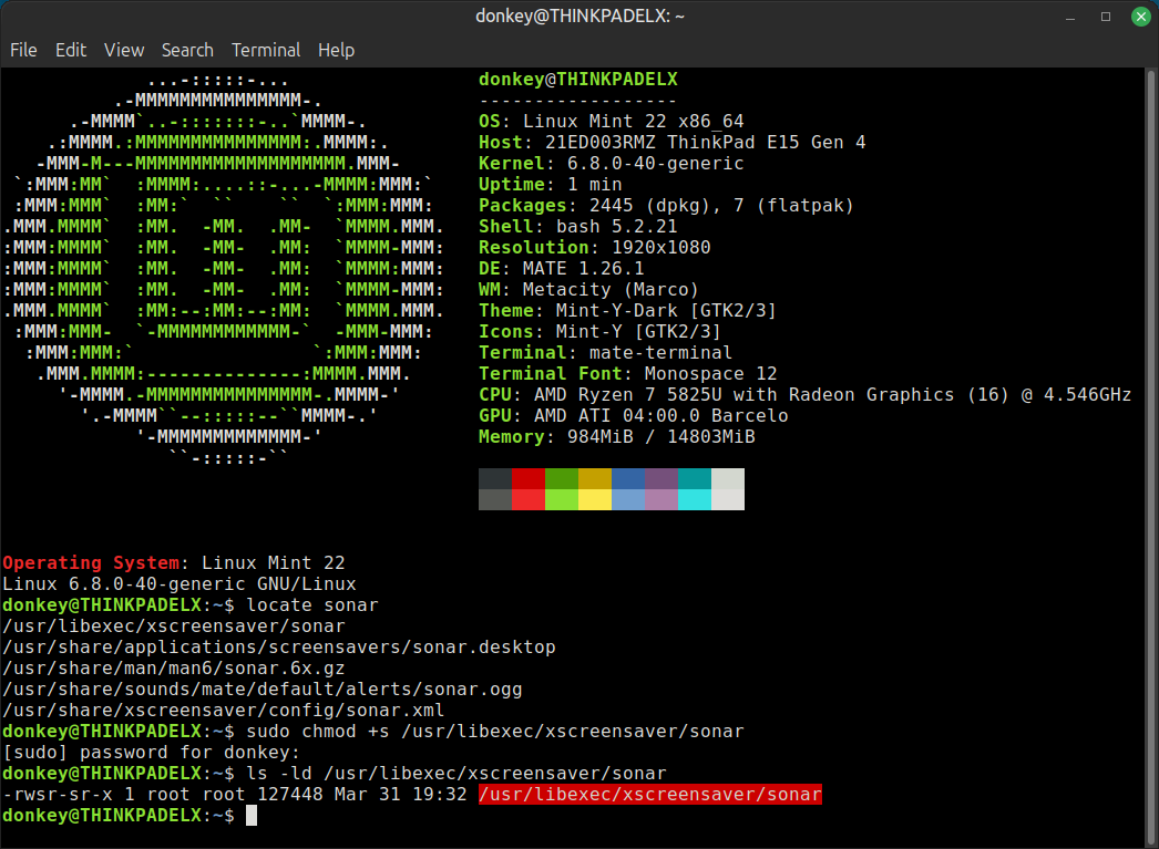XScreenSaver setuid sonar ping