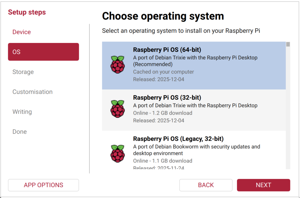 Imager Choose operating system